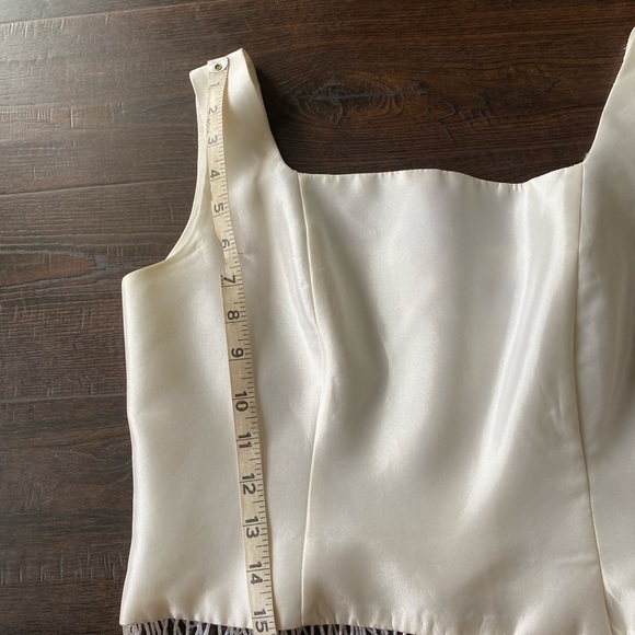 Vintage 1990’s ivory white silk beaded square neck crop top - Picture 4 of 5